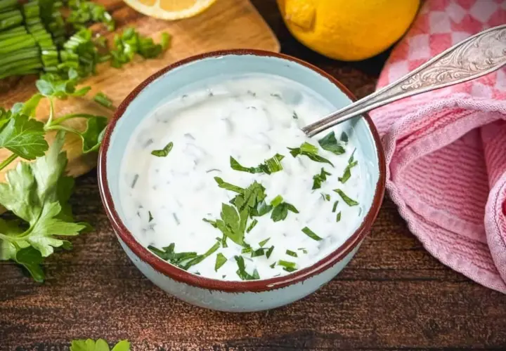 Cremiger Joghurt-Dip mit frischen Kräutern, perfekt für Ihr nächstes Grillfest. Ein einfaches joghurt dip rezept.