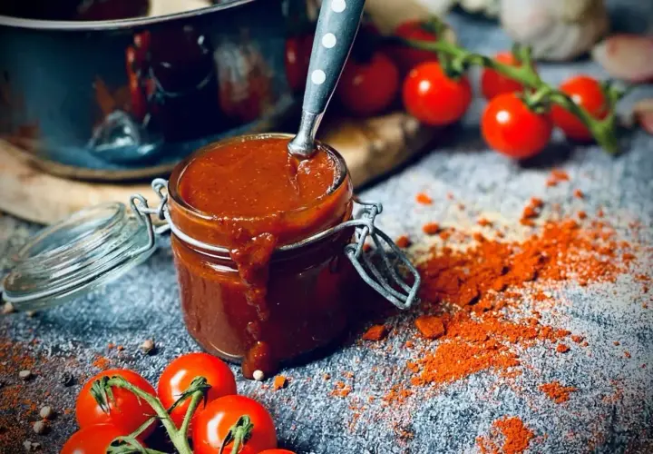 Ein Glas hausgemachte BBQ Sauce, bereit für das nächste Grillfest. Dieses bbq sauce rezept ist ein Muss!