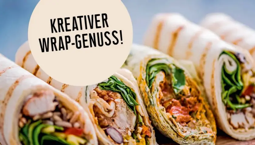 Kreativer Wrap-Genuss! Leckere, selbstgemachte Wraps mit frischem Gemüse und Hähnchen. Perfekt zum wraps selber machen.