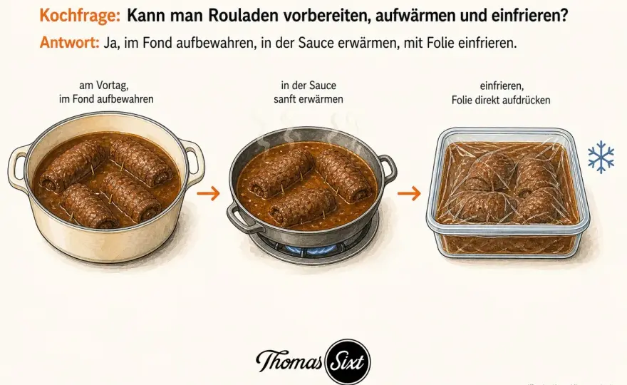 Rinderrouladen am Vortag vorbereiten und zart aufwärmen